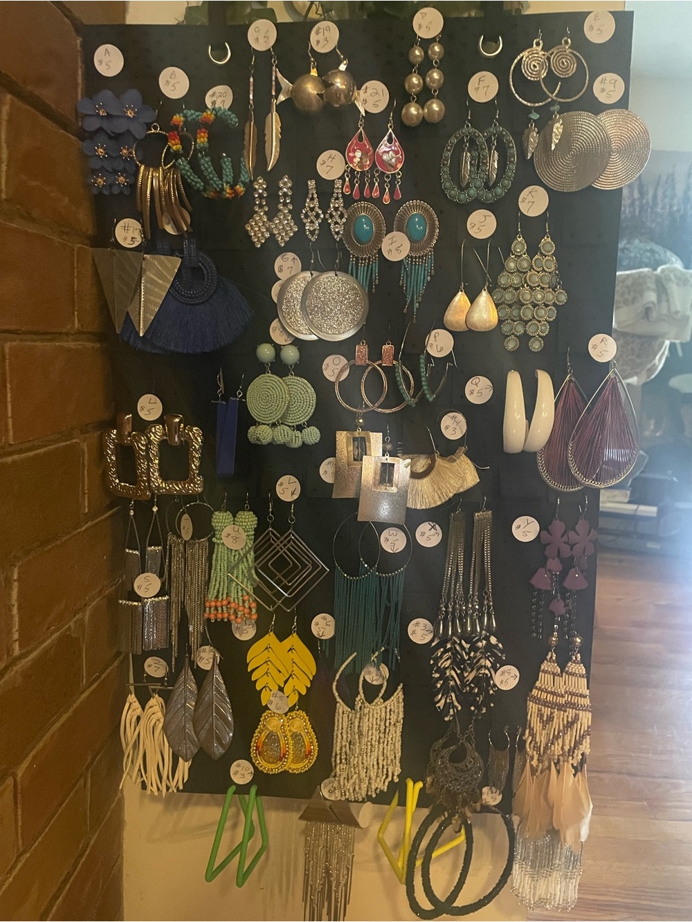 Boho Mixed Earrings Display - Multicolor Assortment
